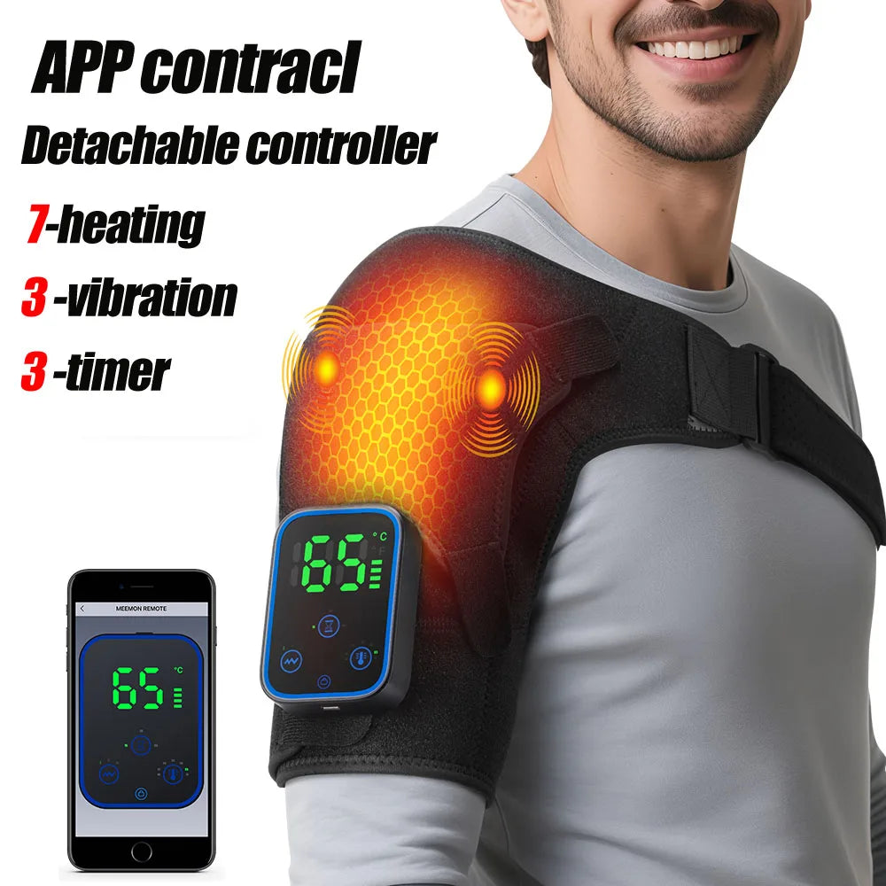 Electric Heating Shoulder Brace – LED Vibration Massage