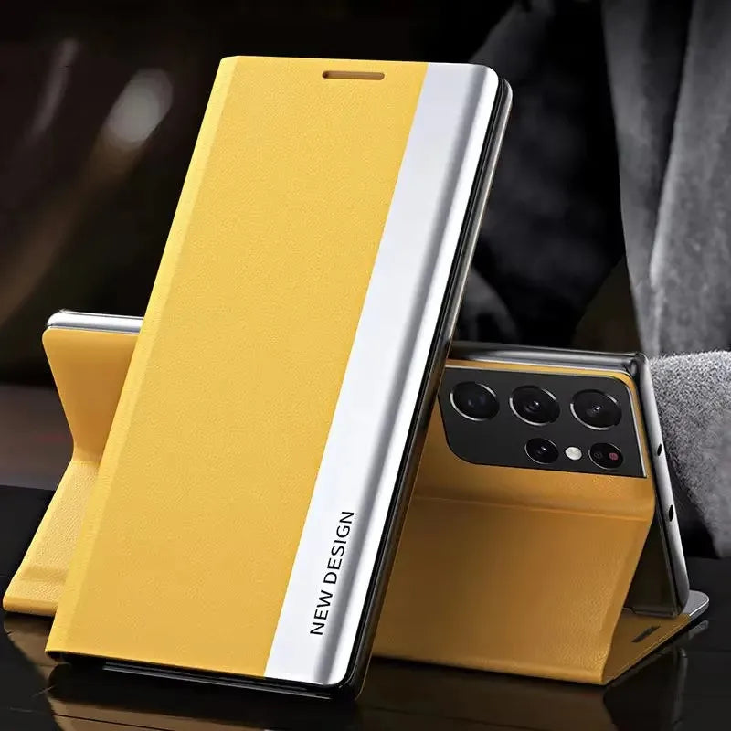 Premium Leather Flip Phone Case for Samsung Galaxy