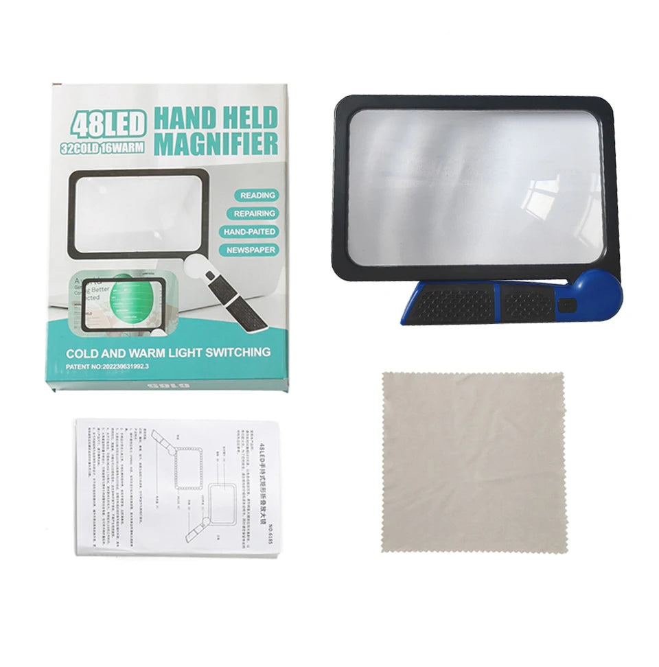 Portable Illuminated Magnifier – 5X Square Magnifying Glass