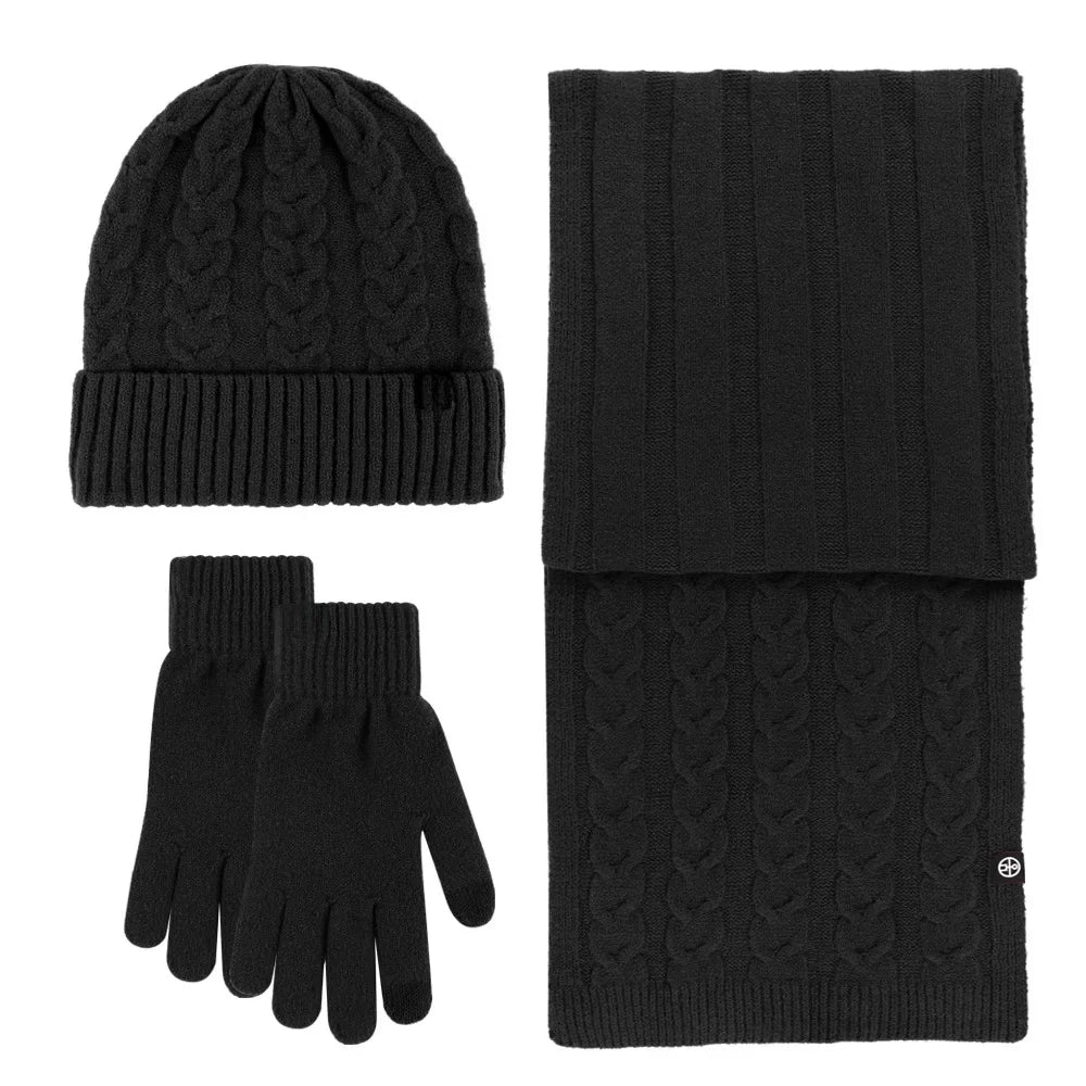 Warm 3-Piece Winter Set – Knitted Hat, Scarf & Gloves