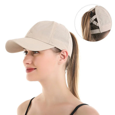 Summer Solid Color Baseball Cap – Women Ponytail Sports Cap