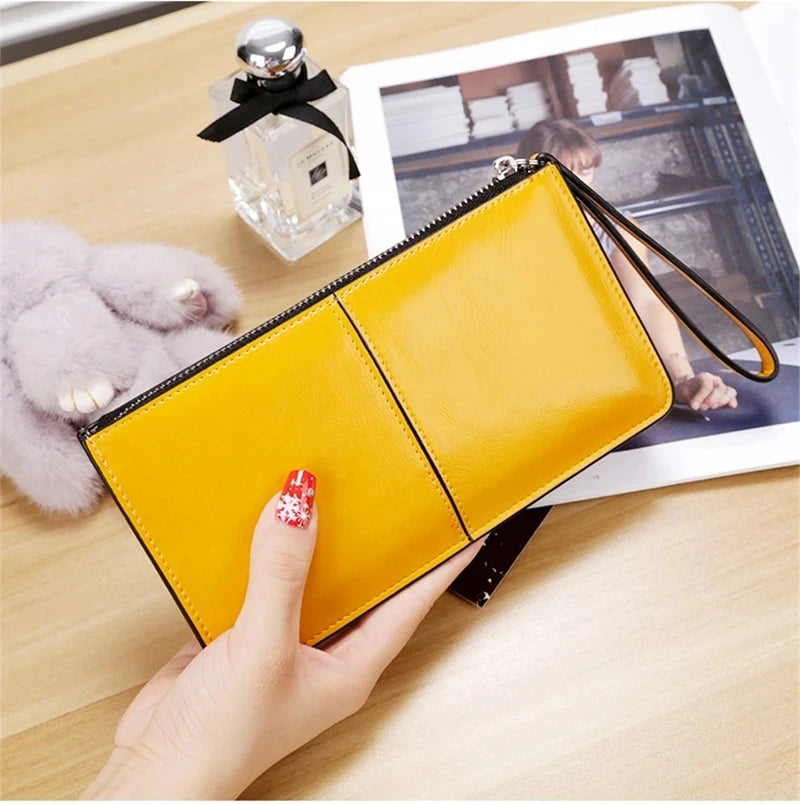 Dames lange portemonnee & clutch met rits – Multi-layer organizer