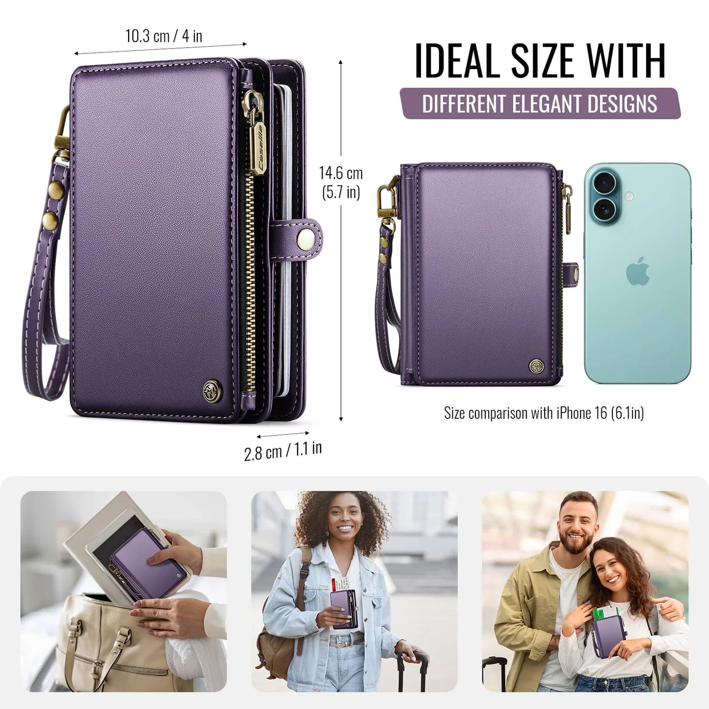 Travel Wallet with Zipper & Wrist Strap – Passport Holder