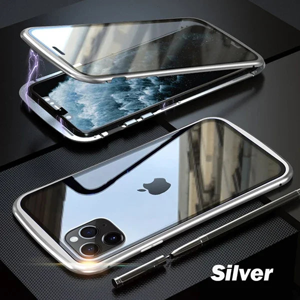 360° Magnetic Metal Phone Case – Double-Sided Glass