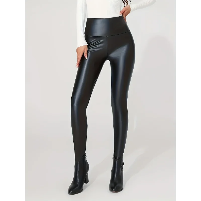 Trendy Oversized Women’s PU Leather Leggings