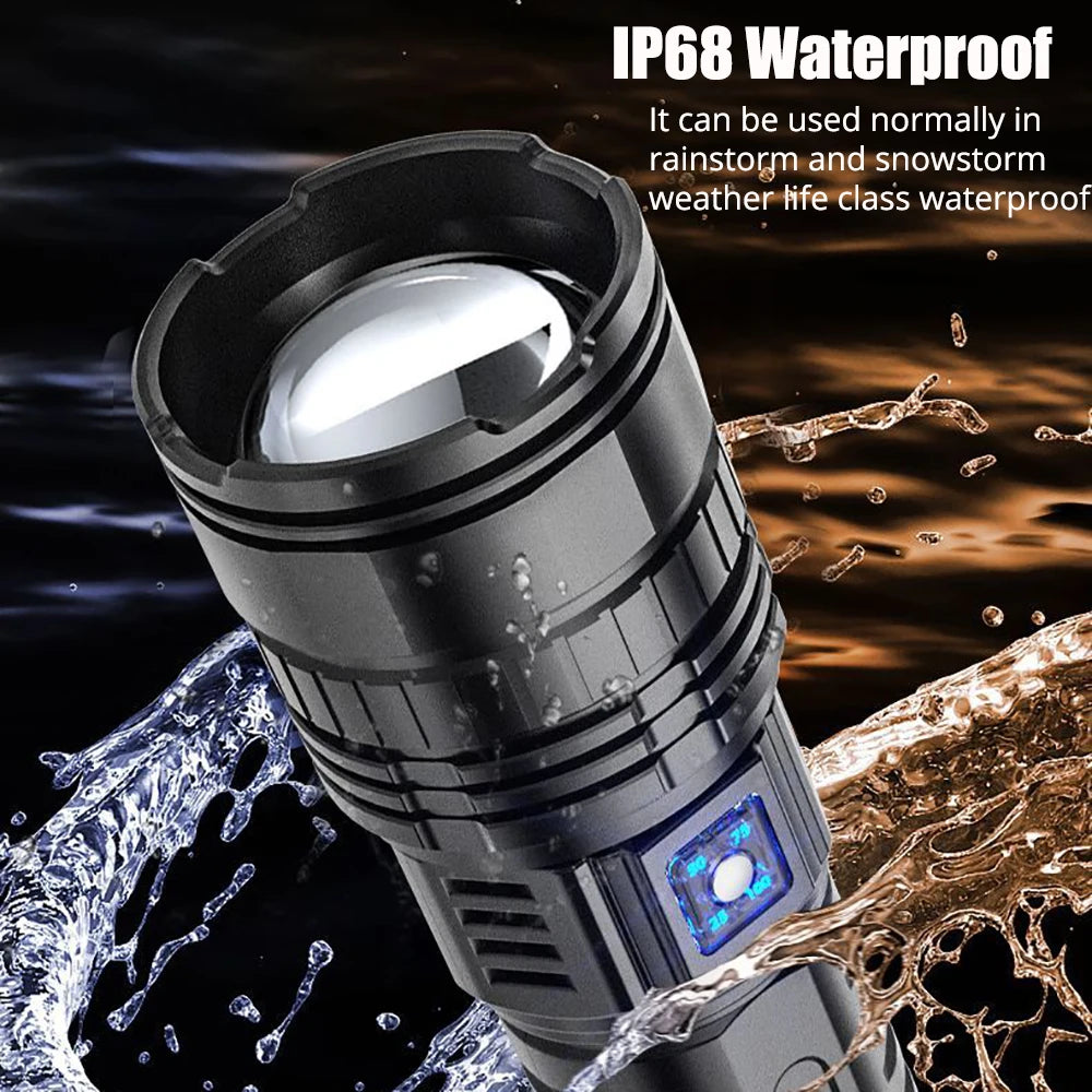 Ultra-Powerful LED Flashlight – 800W, 15000mAh Rechargeable Spotlight