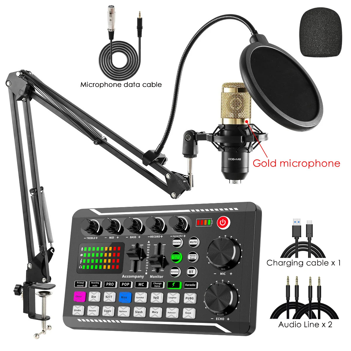 Microphone Set with Live Sound Card – Wireless Karaoke