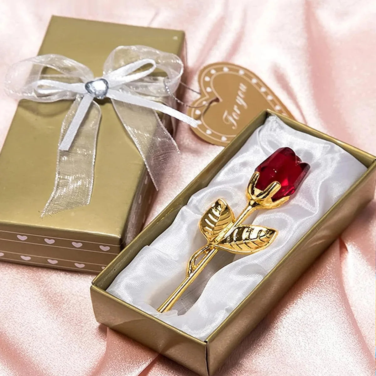 Mini fleur en cristal Rose en verre – Cadeau décoratif élégant