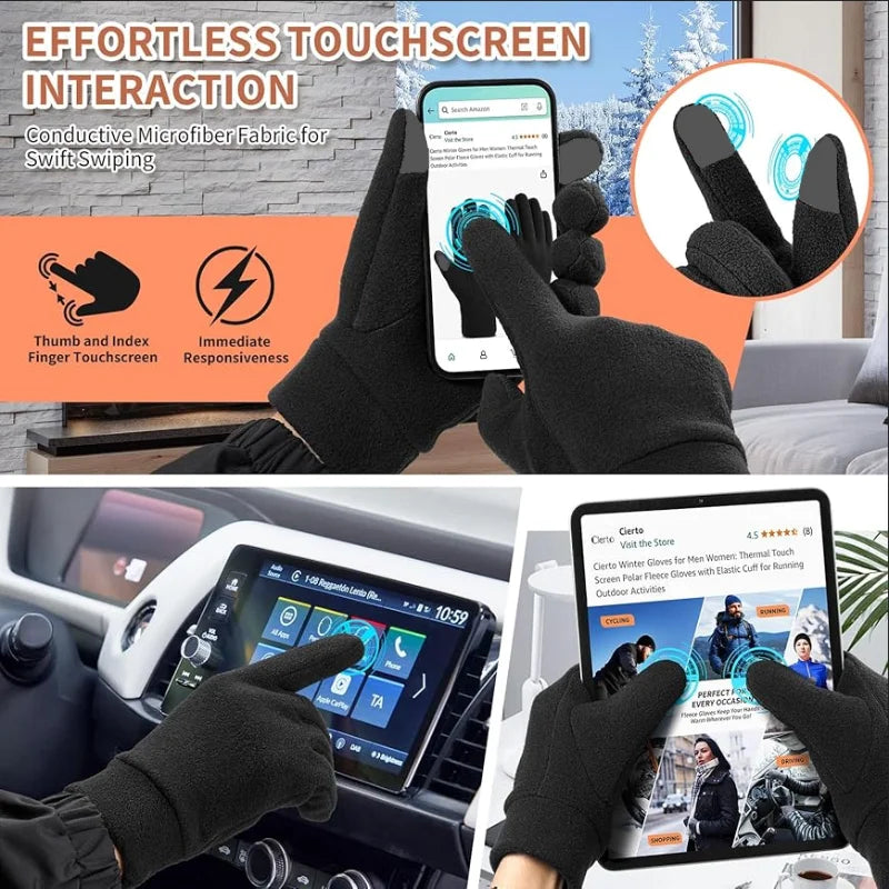Unisex Winter Thermal Gloves with Touchscreen Warm Fleece