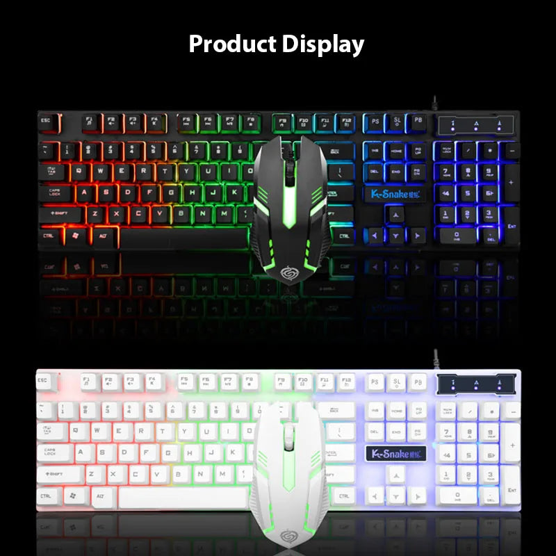 Ensemble clavier et souris gaming étanches – Rétroéclairage lumineux