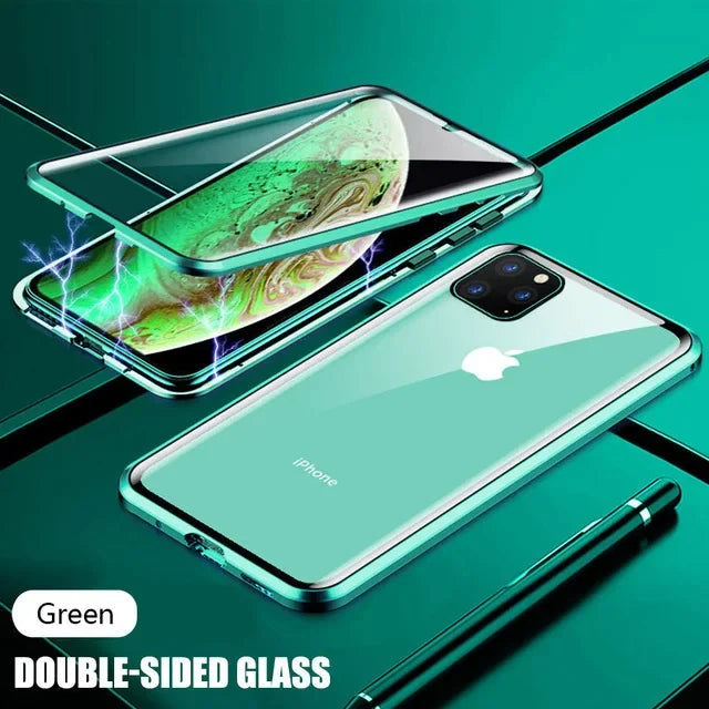 360° Magnetic Metal Phone Case – Double-Sided Glass