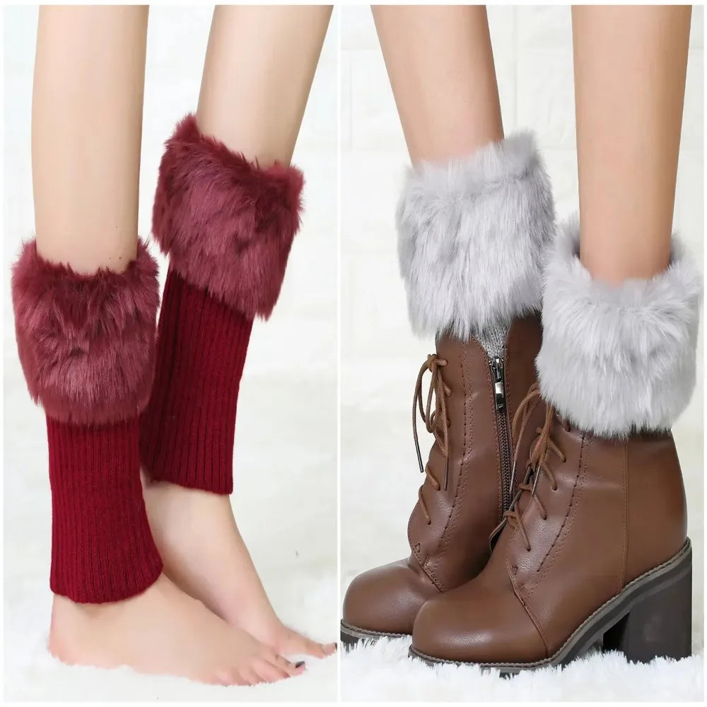 Turn-Over Fur Boot Cuffs – Warm Leg Warmers & Foot Covers