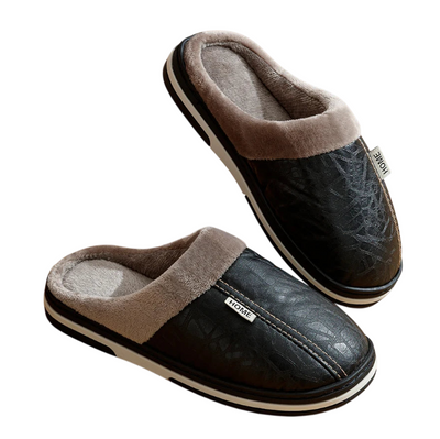PU Leather Winter Slippers Warm Indoor & Home Shoes