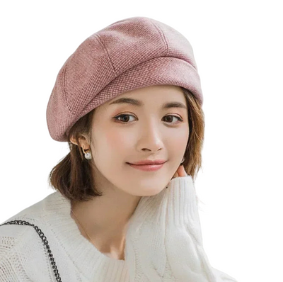 Octagonal Wool Beret – Casual Autumn Cotton Blend Cap