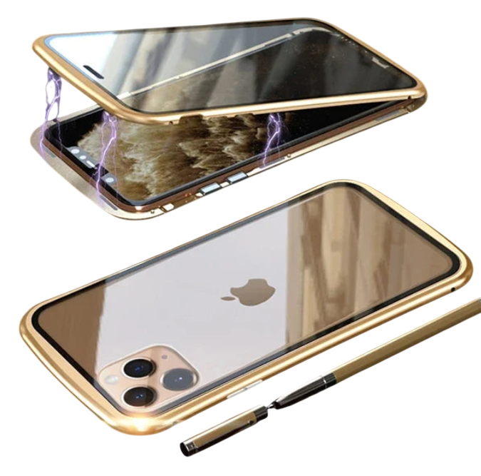 360° Magnetic Metal Phone Case – Double-Sided Glass