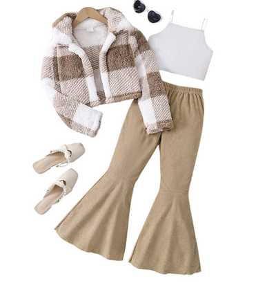 Winter Outfit Set – Stand-Up Collar Jacket, Vest & Long Pants