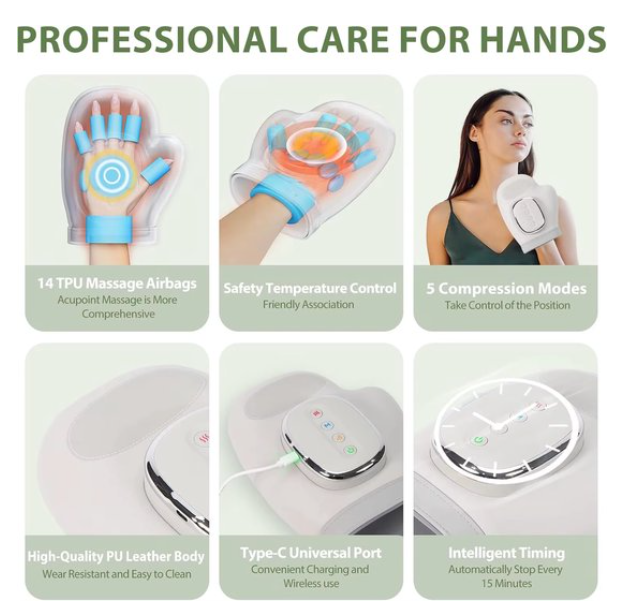 Electric Hand Massager with Heat & Compression