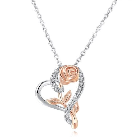 Elegant Red Heart Gift Box with Luxury Rose Necklace