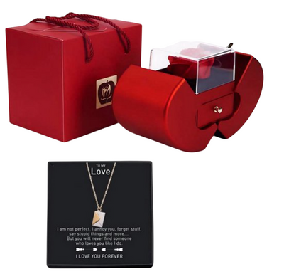 Eternal Flower Apple Box with “I Love You” Necklace