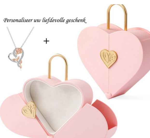 Coffret cadeau élégant en forme de cœur avec collier de roses de luxe