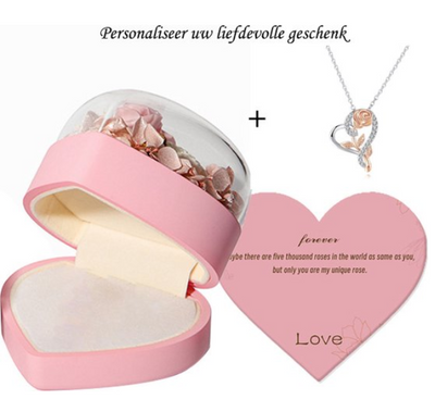 Elegant Pink Heart Gift Box with Luxury Rose Necklace