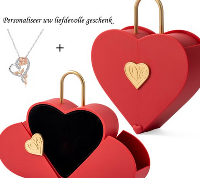 Elegant Red Heart Gift Box with Luxury Rose Necklace