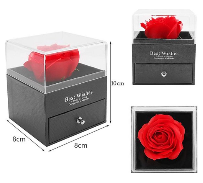 Coffret cadeau romantique noir élégant avec collier caché « Je t'aime »