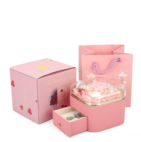 Elegant Pink Romantic Gift Box + “I Love You” Necklace