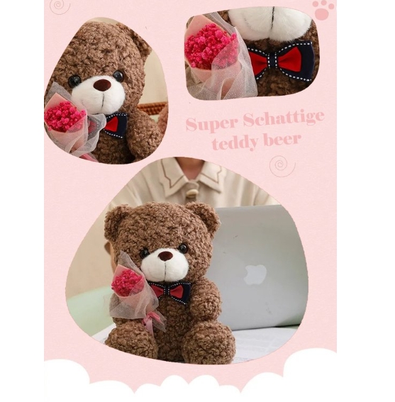 Bouquet d'ours en peluche pour la Saint-Valentin – Cadeau en peluche douce de 25 cm