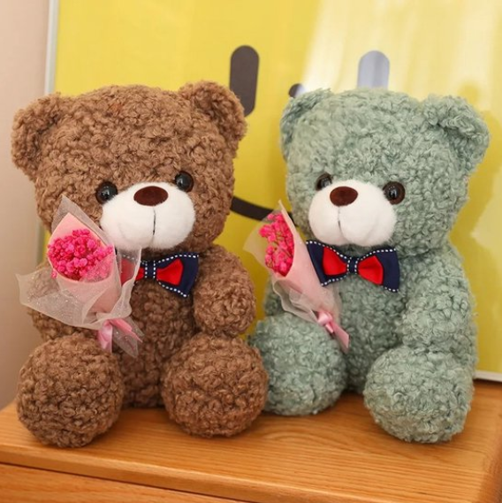 Bouquet d'ours en peluche pour la Saint-Valentin – Cadeau en peluche douce de 25 cm