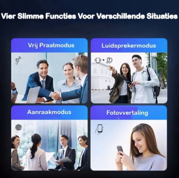 Écouteurs traducteurs sans fil – 144 langues, traduction hors ligne, noir