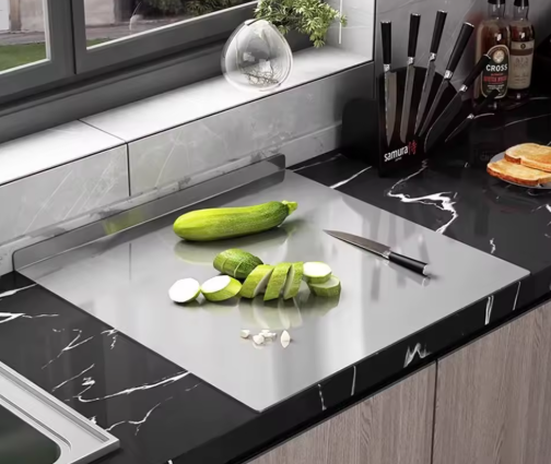 L-Shaped Chopping Board – Double-Sided Stainless Steel