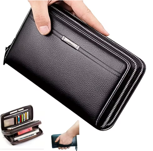 Leather Clutch Wallet – Business Card & Phone Organizer