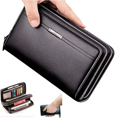Leather Clutch Wallet – Business Card & Phone Organizer