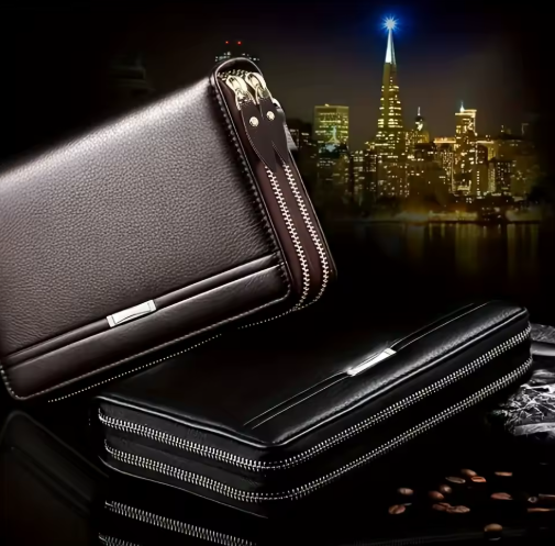 Leather Clutch Wallet – Business Card & Phone Organizer