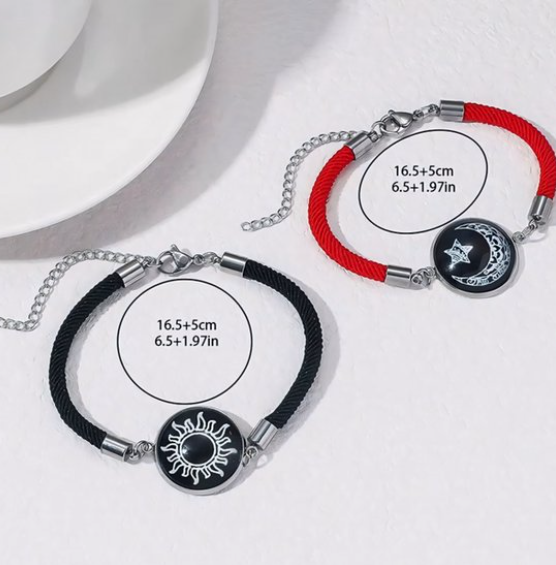 Couples Bracelets Set – Luminous Sun & Moon Rope Jewelry