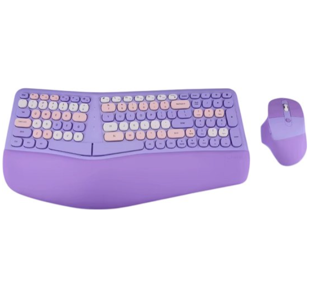 2.4G Wireless Ergonomic Keyboard – Split Arched Wrist Palm Rest
