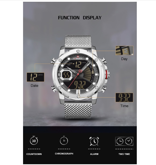 Naviforce Militaire Horloge – LED Sport, Quartz & Stoer Design