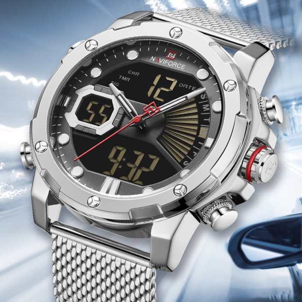Naviforce Militaire Horloge – LED Sport, Quartz & Stoer Design