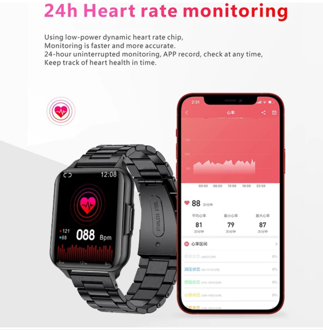 Bluetooth Smartwatch – Hartslag, Bloedzuurstof Fitness Tracking