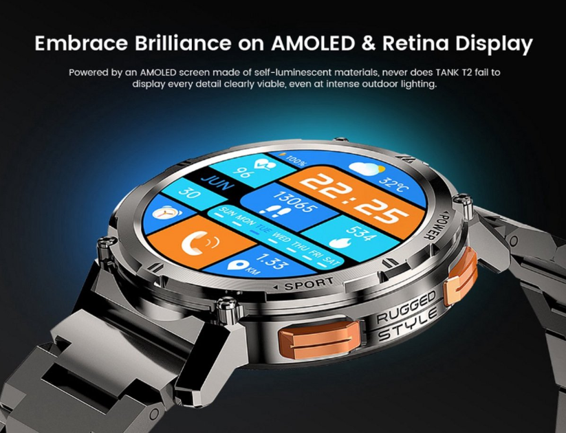 Tank T2 Ultra Smartwatch – AMOLED Scherm, AI Spraak