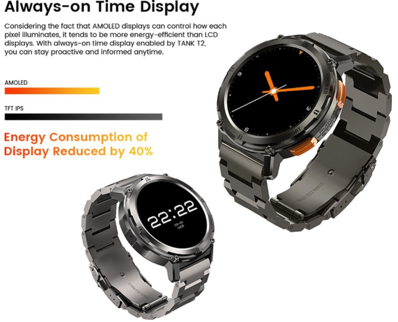 Tank T2 Ultra Smartwatch – AMOLED Scherm, AI Spraak