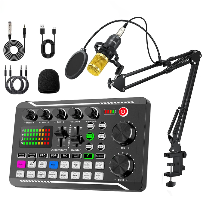 Microphone Set with Live Sound Card – Wireless Karaoke