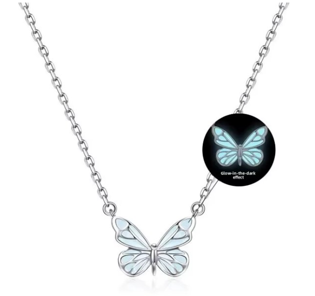 Collier pendentif papillon lumineux pour femme – Bijou cadeau