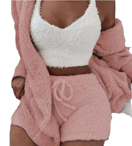 Soft Women’s Pajama Set – Tank Top, Shorts & Plus Size Hoodie