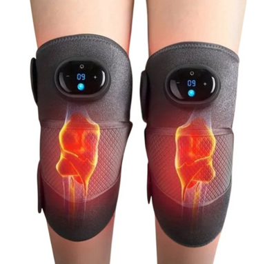 Bandage de massage vibrant chauffant 3 en 1 – Soulagement des genoux