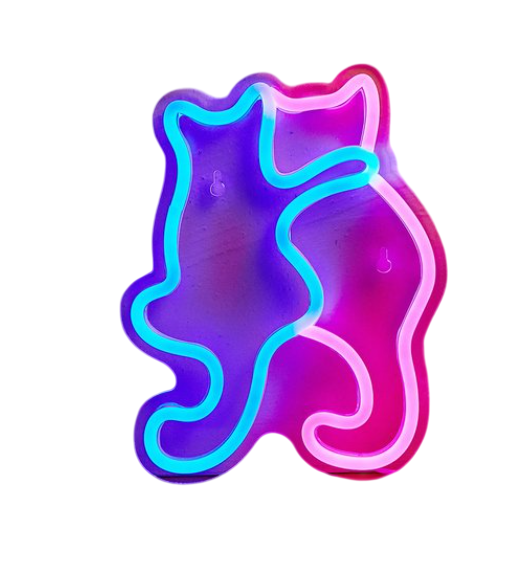 LED-neonbord met kattenprint – USB 3D-nachtlampje
