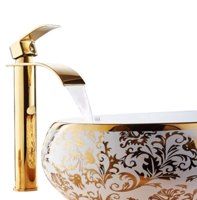 Gold Waterfall Faucet – Modern Bathroom & Kitchen Mixer