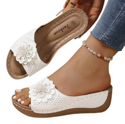 Retro Floral Wedge Slippers for Women – Summer Sandals