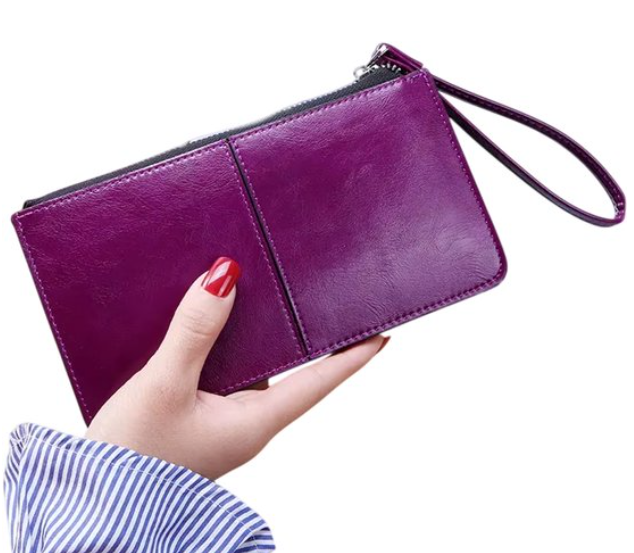 Dames lange portemonnee & clutch met rits – Multi-layer organizer
